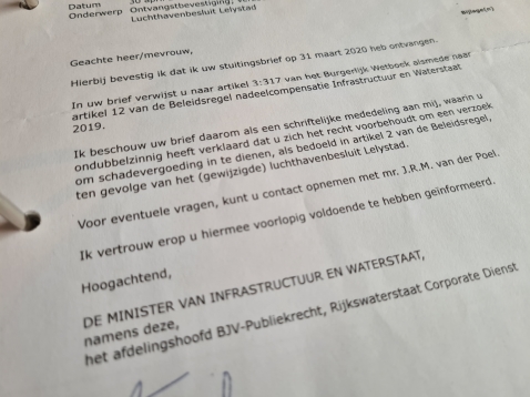 Bijna 2.500 'claims' over verwachte overlast vliegveld