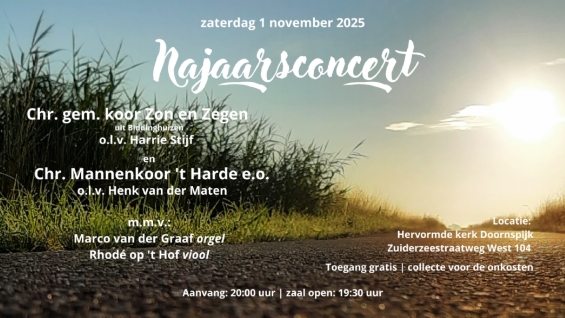 Zon en Zegen geeft najaarsconcert in Doornspijk